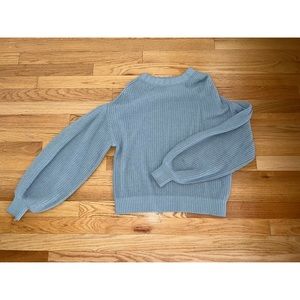 Mustard Seed dusty blue balloon sleeve sweater